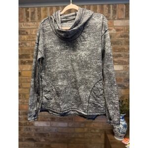Lululemon Scuba Hoodie Cowl Neck Pullover Space Dye Black White Size 10